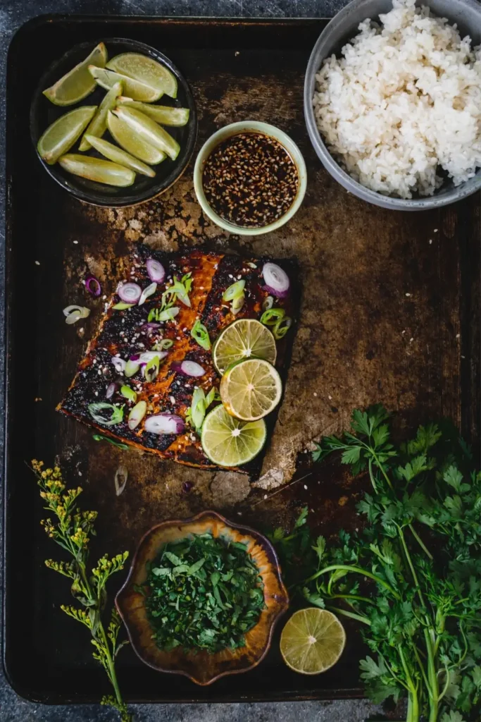 Preparing the garnish for Sweet Chili Salmon